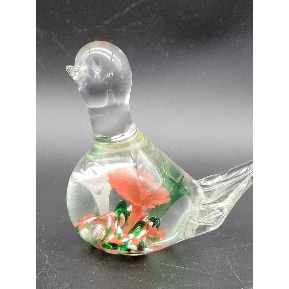 VINTAGE PRESTIGE ART GLASS PAPERWEIGHT BIRD- ELMWOOD INDIANA 1991